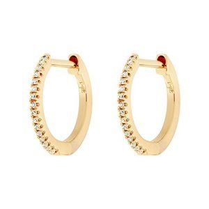 18k Rose Gold Dainty Diamond Hoop Earrings